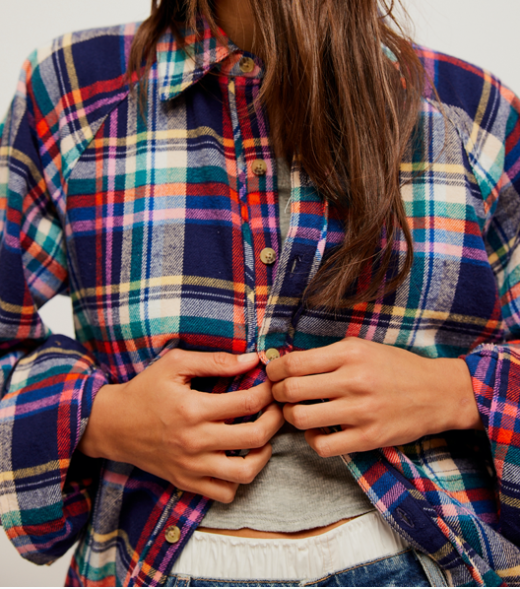 Girl Meets Boy Plaid Shirt Navy Combo