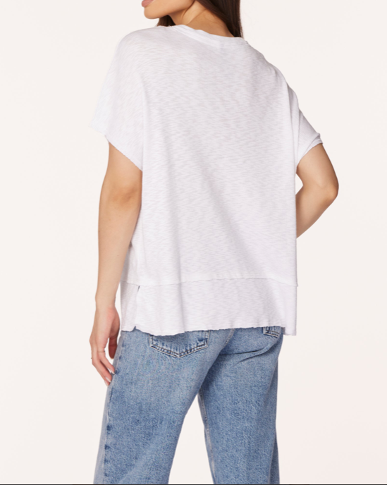 Raw Edge Dropped Shoulder Tee White