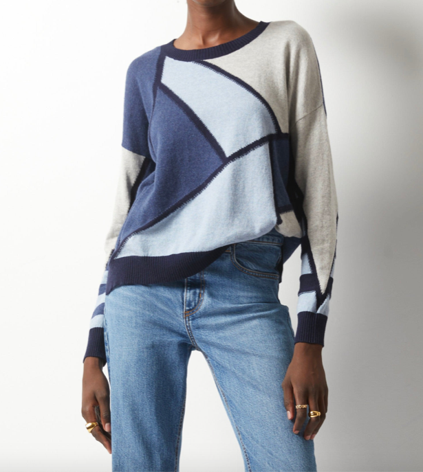 Mosaic Intarsia Sweater / Marine