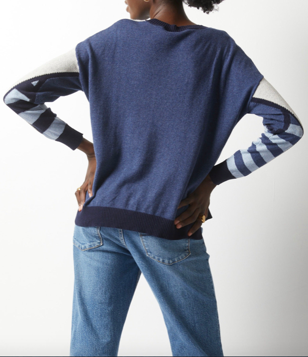 Mosaic Intarsia Sweater / Marine