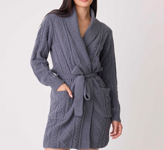 Cable Texture Robe in Charcoal Knit