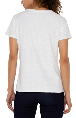 Short Sleeve Crew Neck Tee With Rib Trim / White