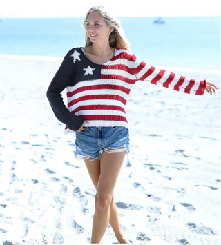 Crochet Flag V Neck Cotton / Flag