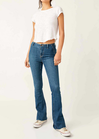 Level Up Slit Bootcut Country Blue Wash