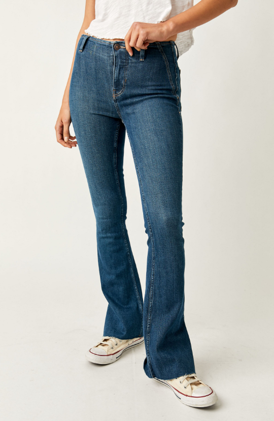 Level Up Slit Bootcut Country Blue Wash
