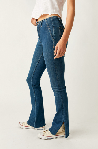 Level Up Slit Bootcut Country Blue Wash