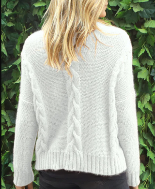 Cropped Cable Boyfriend Crew Pure Snow