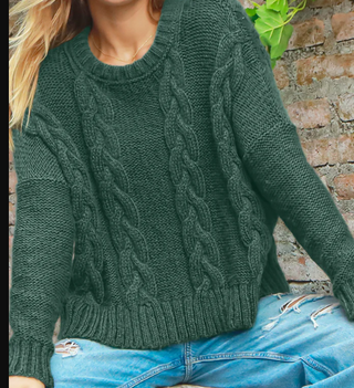 Cropped Cable Boyfriend Crew Juniper