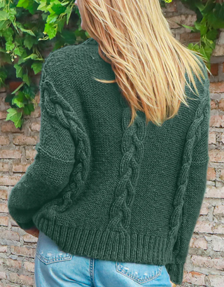 Cropped Cable Boyfriend Crew Juniper