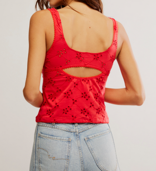 Full Bloom Eyelet Cami / Poppy Red