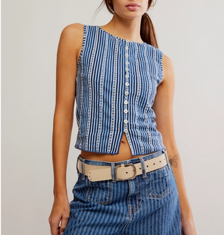 Tilly Vest - Printed / Navy Combo