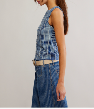 Tilly Vest - Printed / Navy Combo