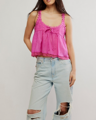 Stevie Lace Tank / Hibiscus Pink