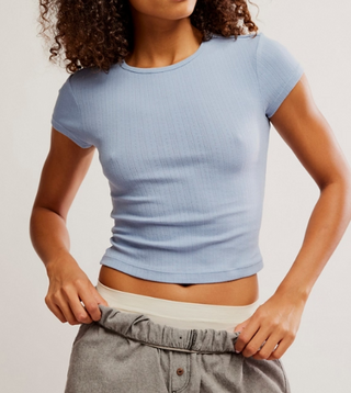 Wait a Minute Baby Tee / Soft Chambray