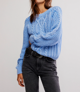 Frankie Cable Sweater / Della Robbia Blue