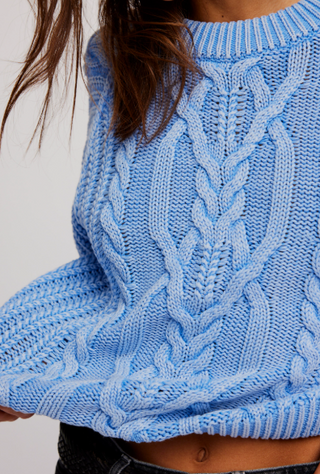 Frankie Cable Sweater / Della Robbia Blue