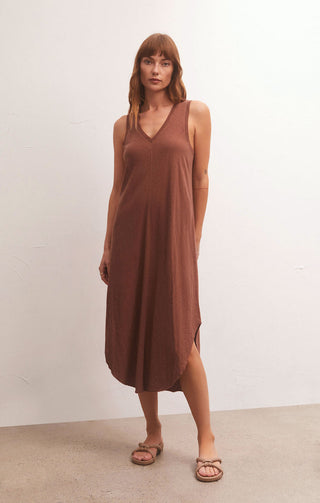 The Reverie Slub Dress Dark Rosewood
