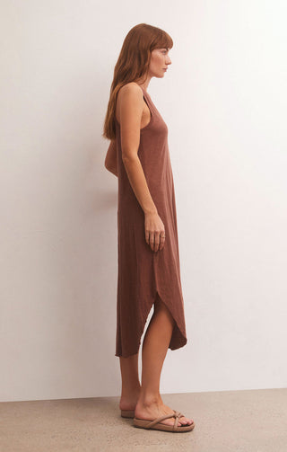 The Reverie Slub Dress Dark Rosewood