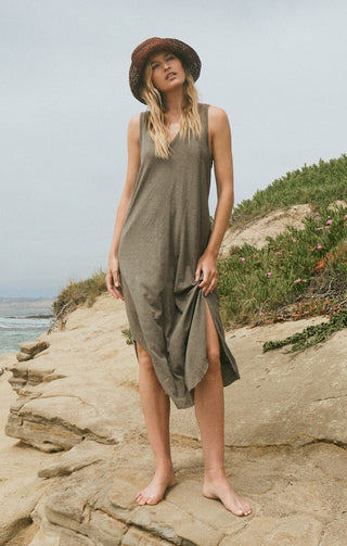 The Reverie Slub Dress Evergreen