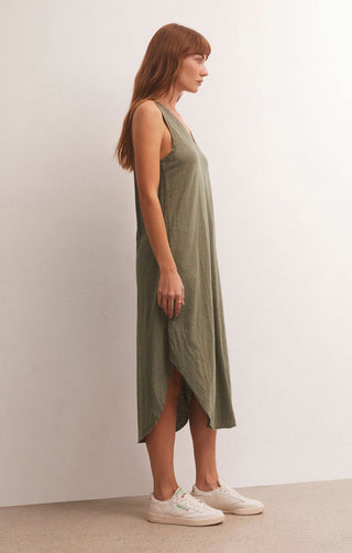 The Reverie Slub Dress Evergreen