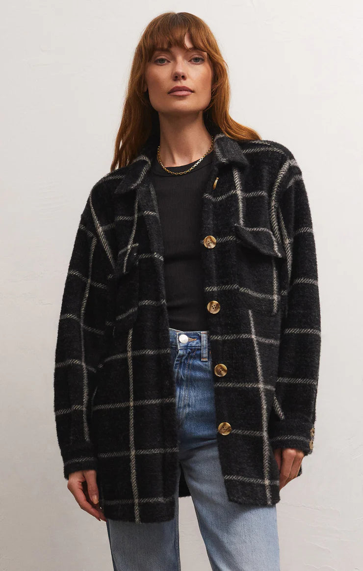 Plaid Tucker Jacket / Washed Black