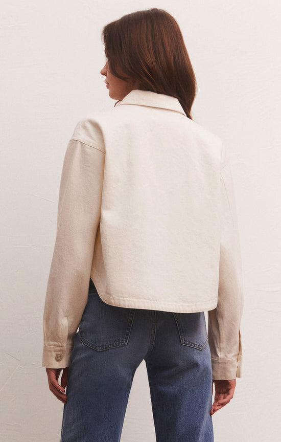 Load image into Gallery viewer, All Day Cropped Denim Jacket Bone
