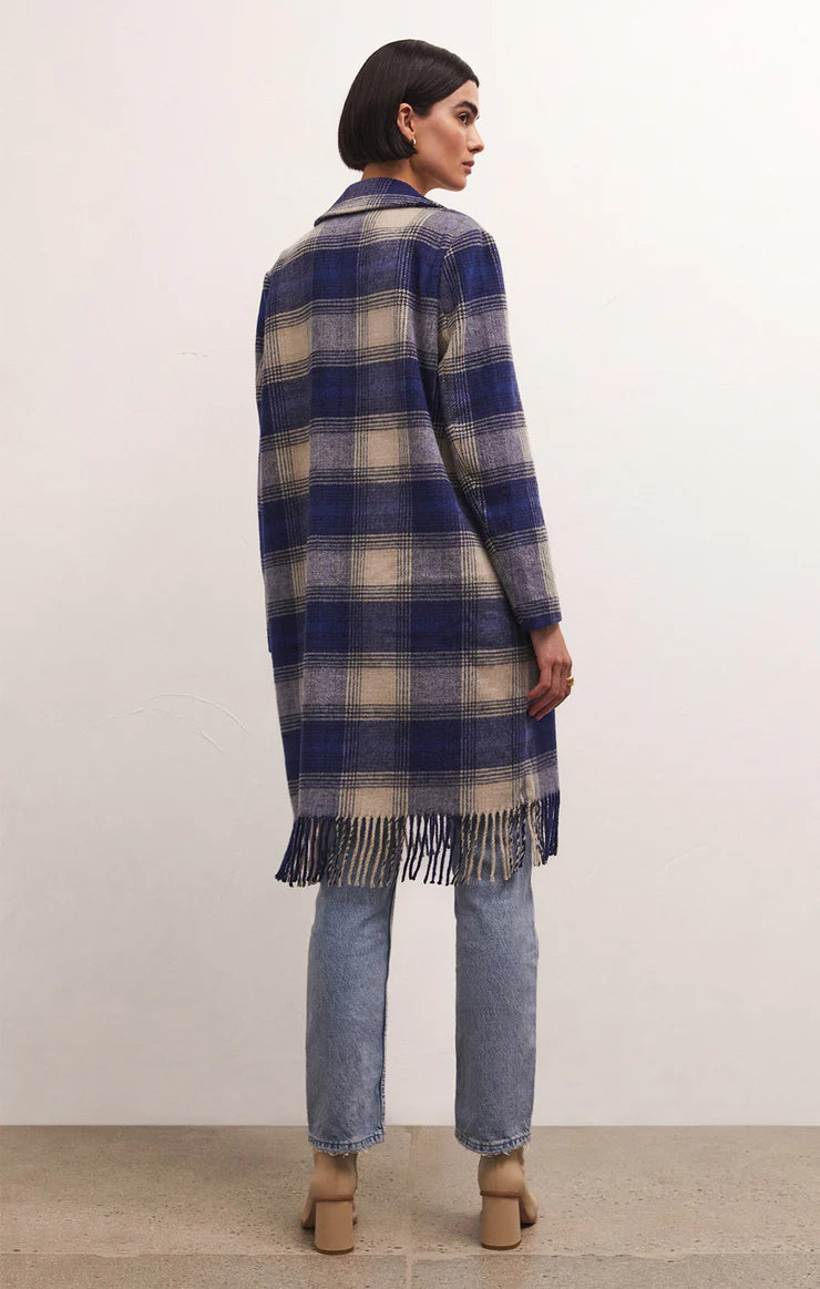 Ynez Fringed Plaid Coat