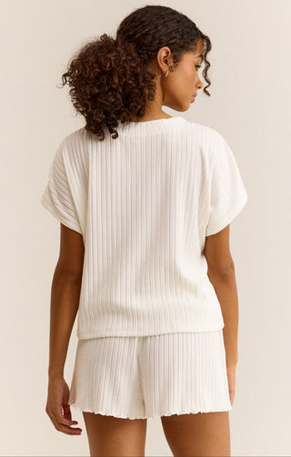 Harper Rib V-Neck Top White