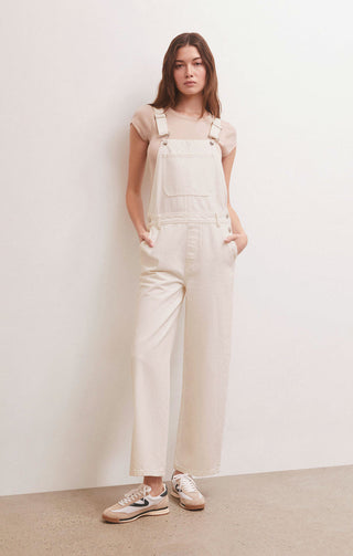 Brinley Denim Overalls Bone