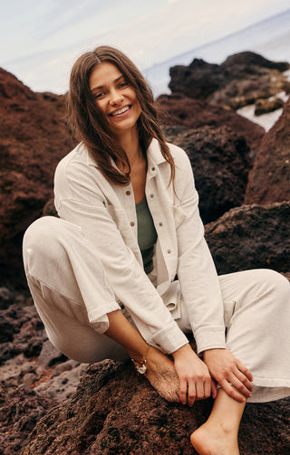 WFH Modal Shirt Jacket Light Oatmeal