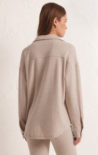 WFH Modal Shirt Jacket Oatmeal Heather