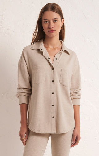 WFH Modal Shirt Jacket Oatmeal Heather