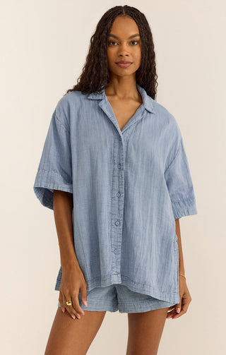Wave Breaker Gauze Shirt Deep Indigo
