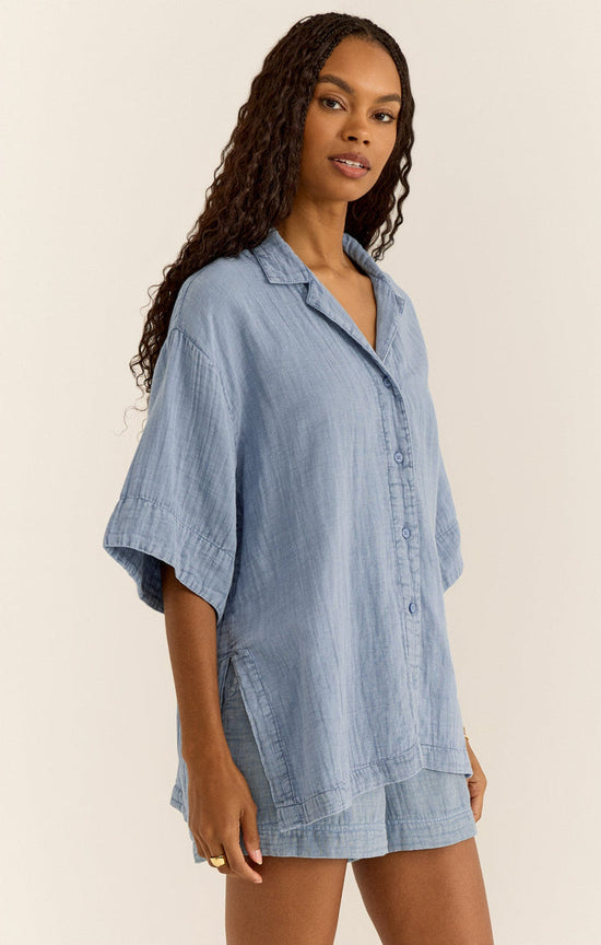 Wave Breaker Gauze Shirt Deep Indigo