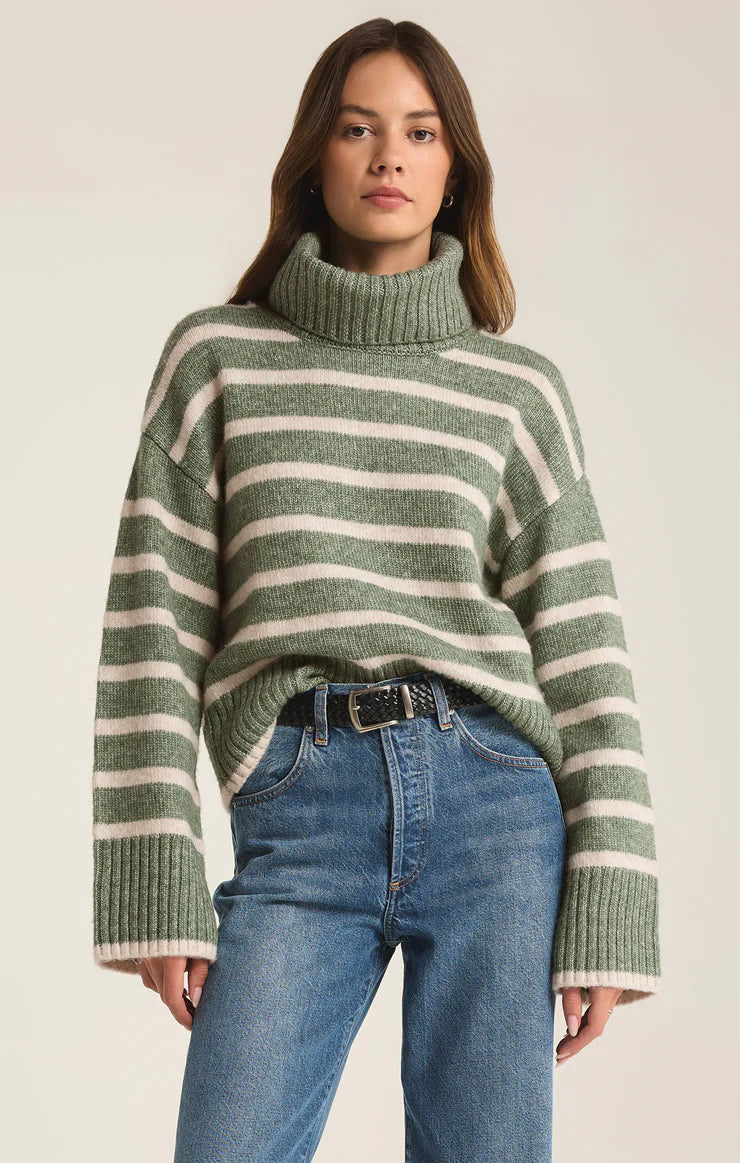 Josephine Stripe Sweater / Palm Green