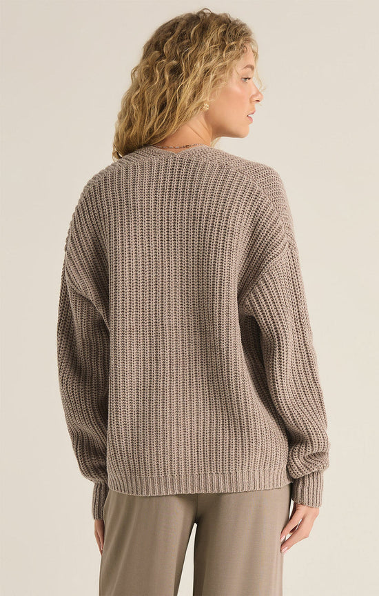 Sutton Rib Cardigan / Heather Taupe