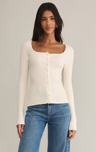 Emelie Button Up Sweater / Sea Salt