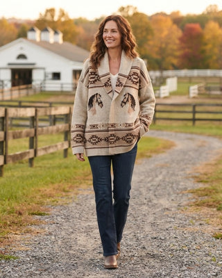 Southwest Horse Knit Cardigan / Oatmeal