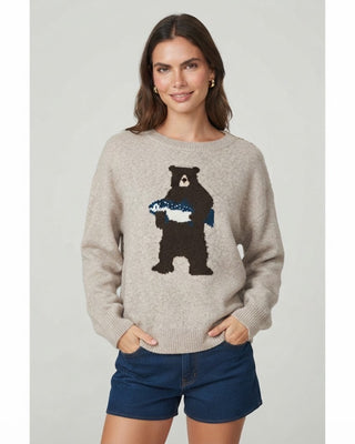 Fishing Bear Sweater / Taupe