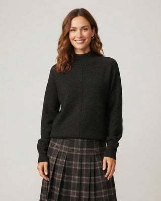 Caro Center Seam Mock Neck Sweater / Black