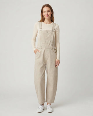 Pinstripe Barrel Overalls / Taupe