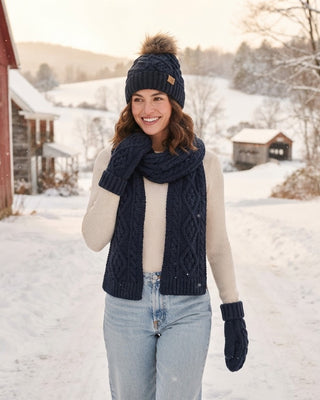 Navy Cable Knit Mittens