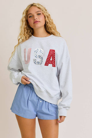 "USA" PATCHWORK SWEATSHIRT