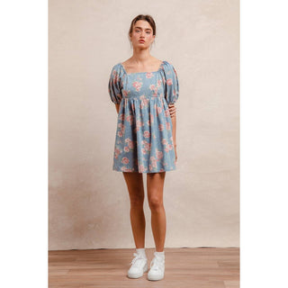 Floral Balloon Sleeve Dress