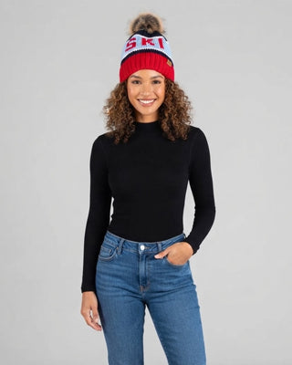 Red, Lt. Blue & Navy Ski Pom Hat