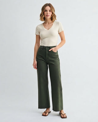 Granville Scissor Cut Wide Leg Jean / Olive