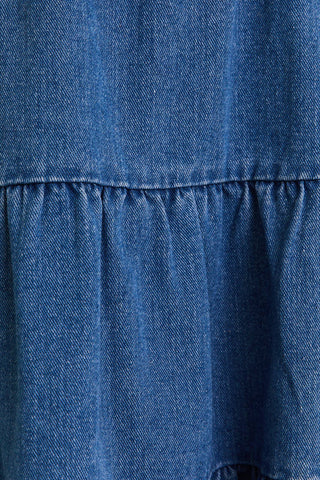 SPAGHETTI STRAP TIERED DENIM DRESS