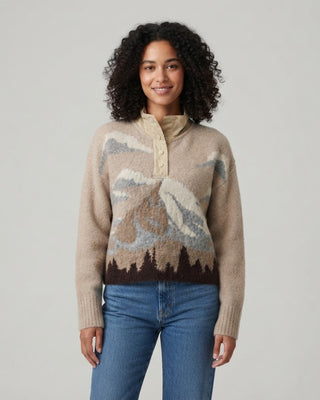 Larissa Quarter-Snap Mountain Sweater / Oatmeal
