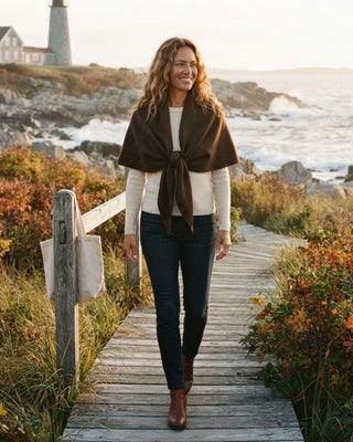 Cashmere Blend Triangle Shawl / Coffee