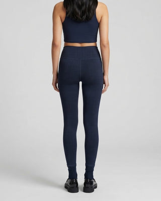 Contrast Binding Legging / Dark Navy Plaid